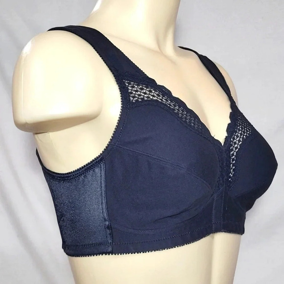 34B Exquisite Form 100% Cotton FrontClose WireFree Bra Black NWOT - Picture 2 of 3